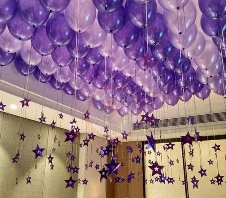 Cielo de Globos Morados y Estrellas - Marcela Floral Design