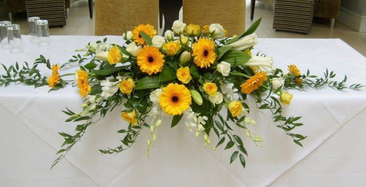 Flowers for the reception and registration table.